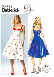 5882 BUTTERICK RETRO LINED STRAPPY FLARE BRA DRESS PATTERN 12-20
